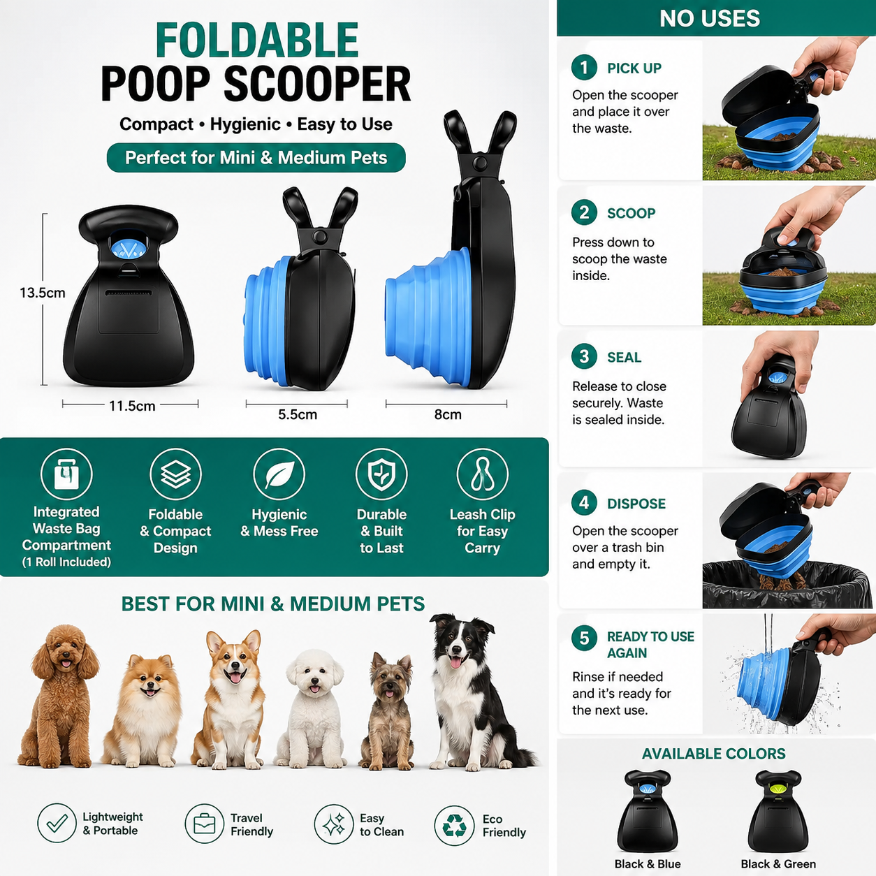 Foldable Portable Pet Poop Scooper