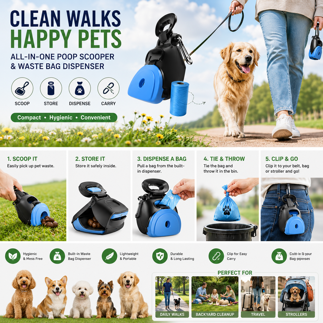 Foldable Portable Pet Poop Scooper