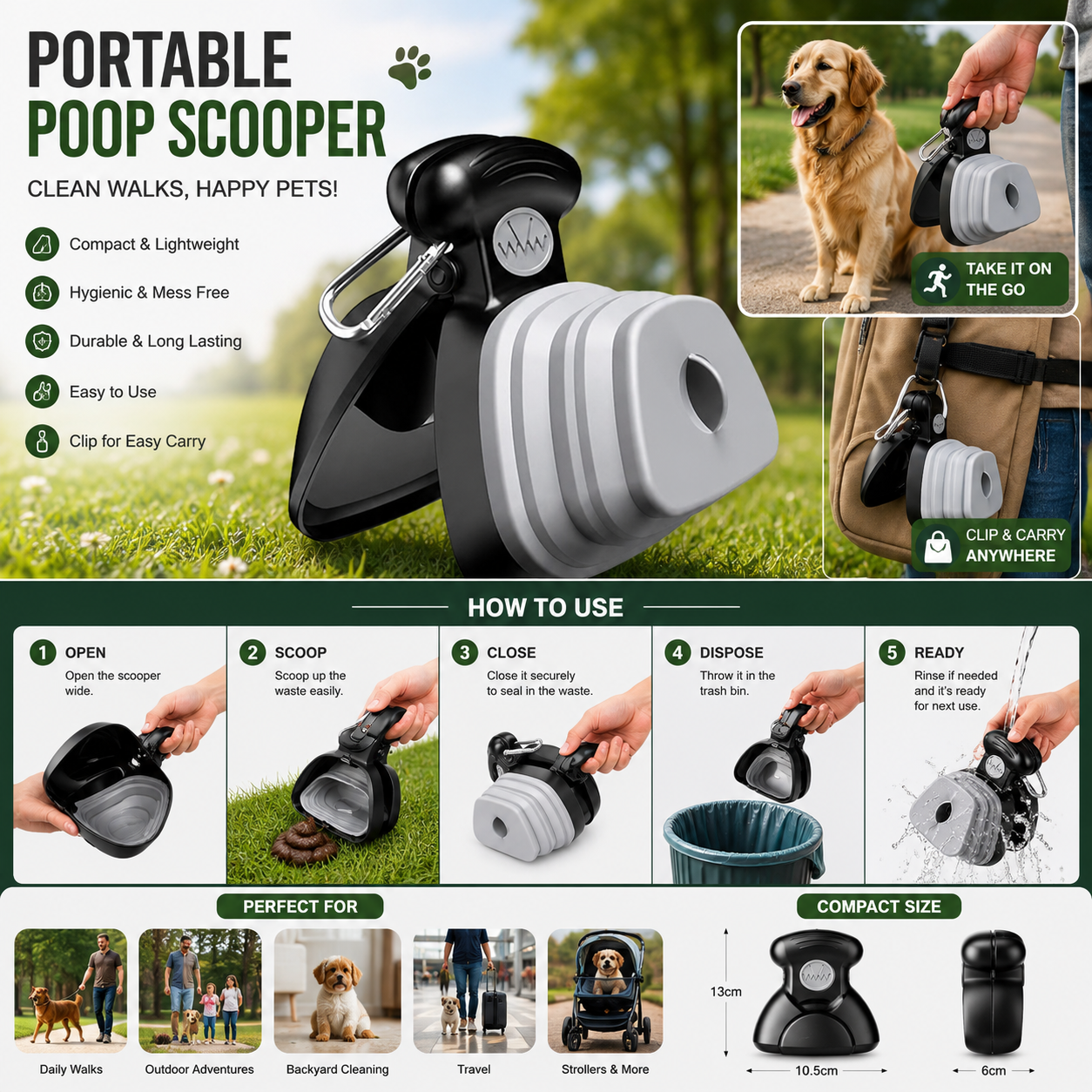 Foldable Portable Pet Poop Scooper