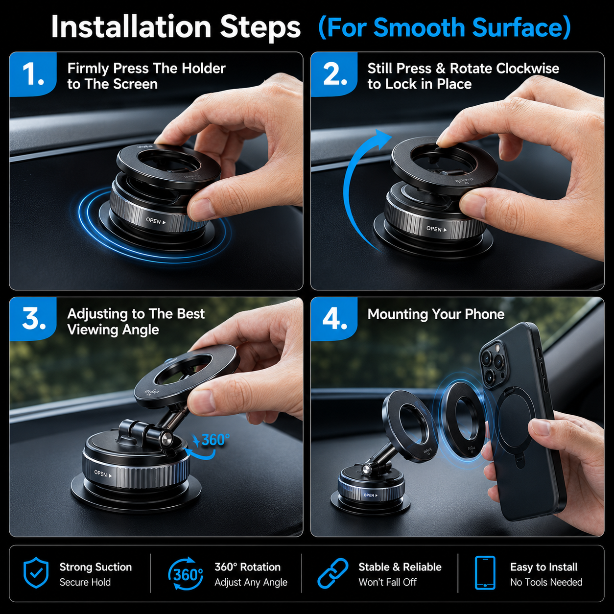 360° Magnetic Car Phone Mount