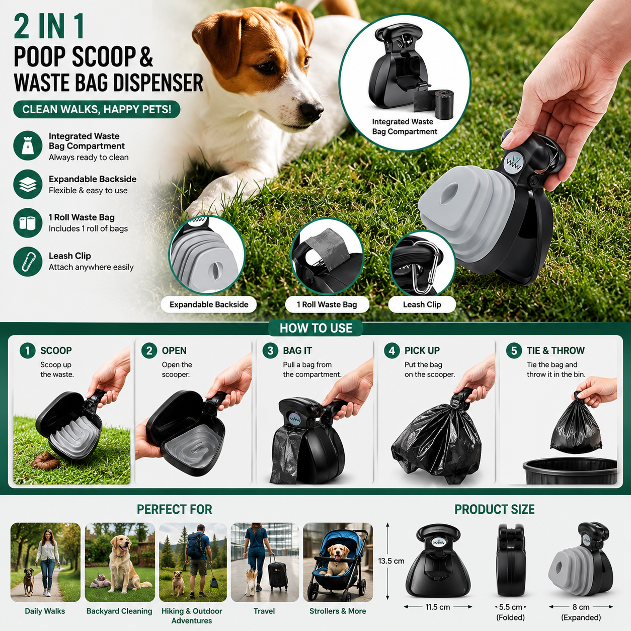 Foldable Portable Pet Poop Scooper